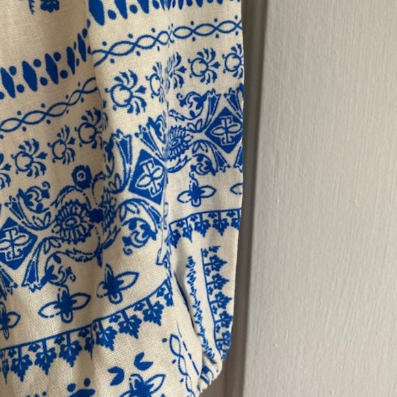 Maison D’Amélie Paris Blue Tile Print WrapTop and Skirt Set Preppy. Coastal - Picture 8 of 13